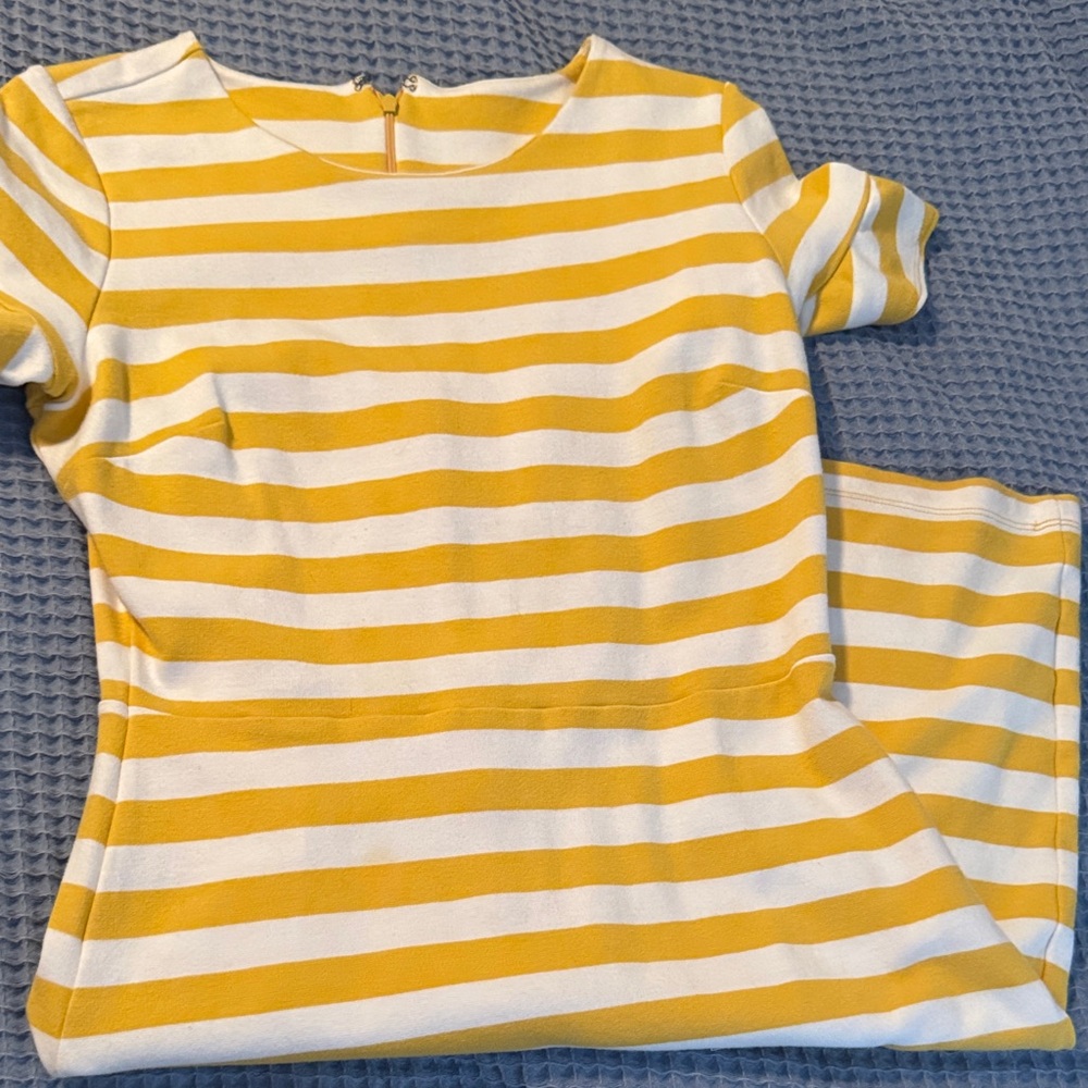 Old Navy Yellow & White Striped Short Sleeve Tee Dress